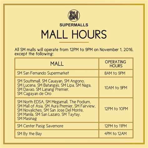 moa timings|SM Mall Hours .